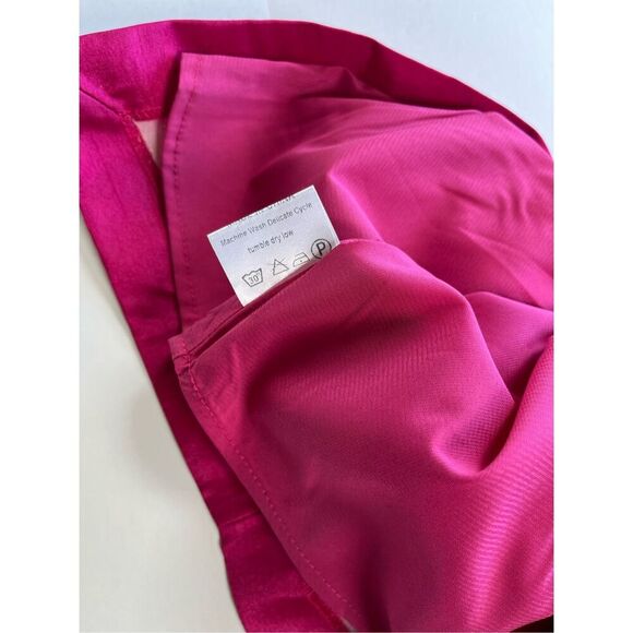 NEW Aliava Tiffany Dupioni Puff Sleeve Maxi Dress Hot Pink Midi Length Size XL - Picture 10 of 15